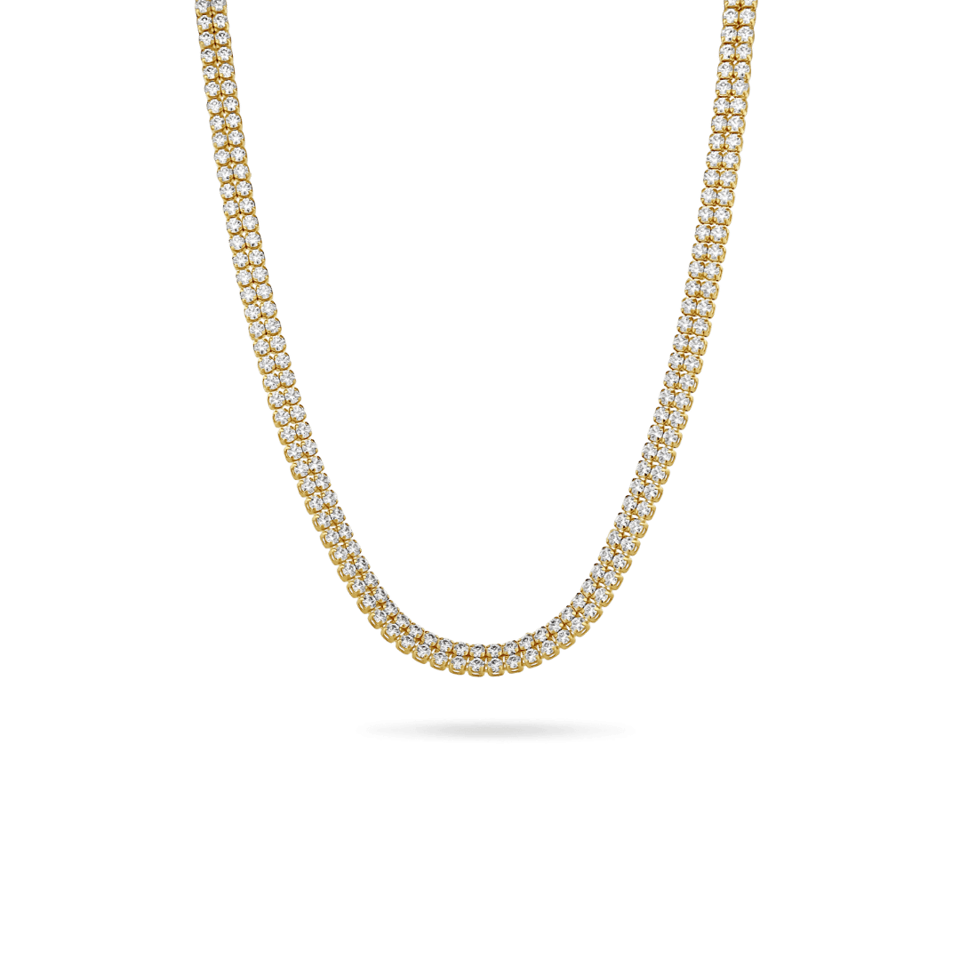 10K Gold 2 Row Moissanite Tennis Necklace Necklaces IceLink-CAL   